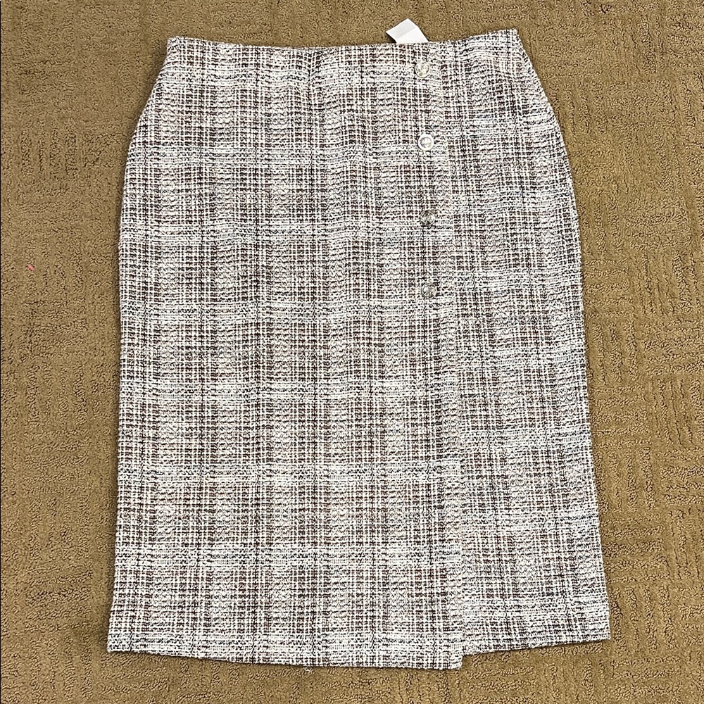 Ann Taylor Factory Black and White Plaid Pencil Skirt